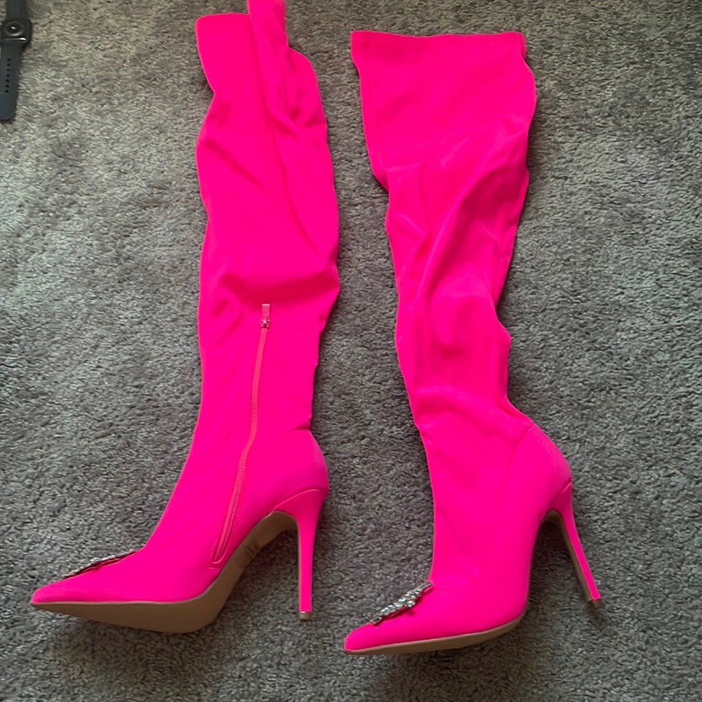 Brand new Posey Pink Thigh Boots